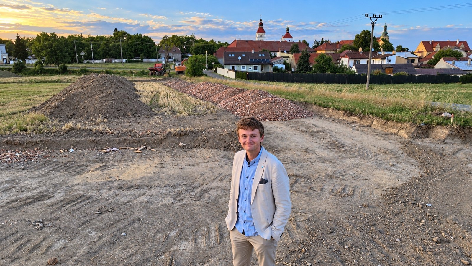 Staveniště v lokalitě Z14 s výhledem na Smečno